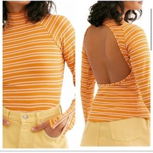 Free People Golden Sunshine Retro stripe mock-neck top